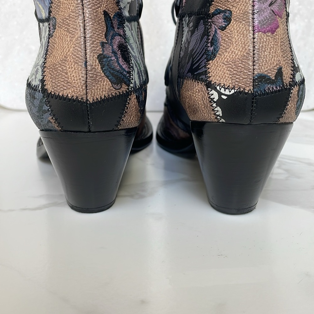 EUC Coach x Kaffe Fassett Lace Up Chain Bootie Sz 9.5 EU40 Rare - Picture 11 of 16